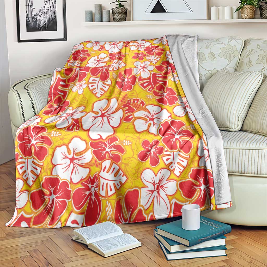Yellow Hawaii Hibiscus Blanket Tropical Flowers Seamless Pattern LT14 Yellow - Polynesian Pride