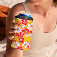 Yellow Hawaii Hibiscus 4 in 1 Can Cooler Tumbler Tropical Flowers Seamless Pattern LT14 - Polynesian Pride