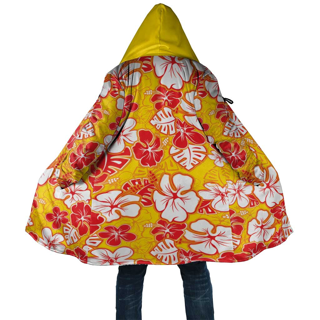 Yellow Hawaii Hibiscus Cloak Tropical Flowers Seamless Pattern LT14 Unisex Yellow - Polynesian Pride