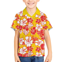 Yellow Hawaii Hibiscus Kid Hawaiian Shirt Tropical Flowers Seamless Pattern LT14 Kid Yellow - Polynesian Pride