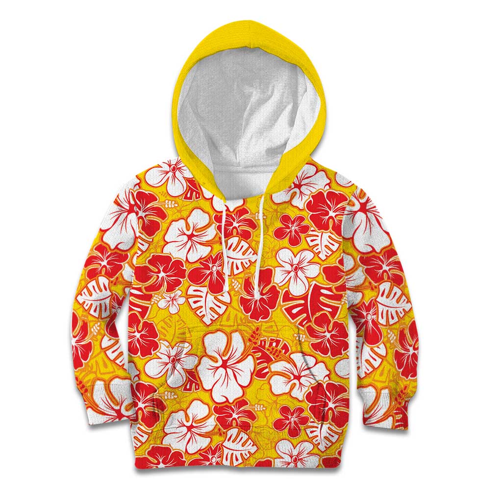 Yellow Hawaii Hibiscus Kid Hoodie Tropical Flowers Seamless Pattern LT14 Hoodie Yellow - Polynesian Pride