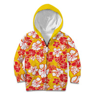 Yellow Hawaii Hibiscus Kid Hoodie Tropical Flowers Seamless Pattern LT14 Zip Hoodie Yellow - Polynesian Pride