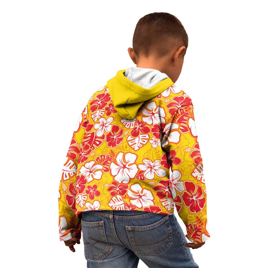 Yellow Hawaii Hibiscus Kid Hoodie Tropical Flowers Seamless Pattern LT14 - Polynesian Pride