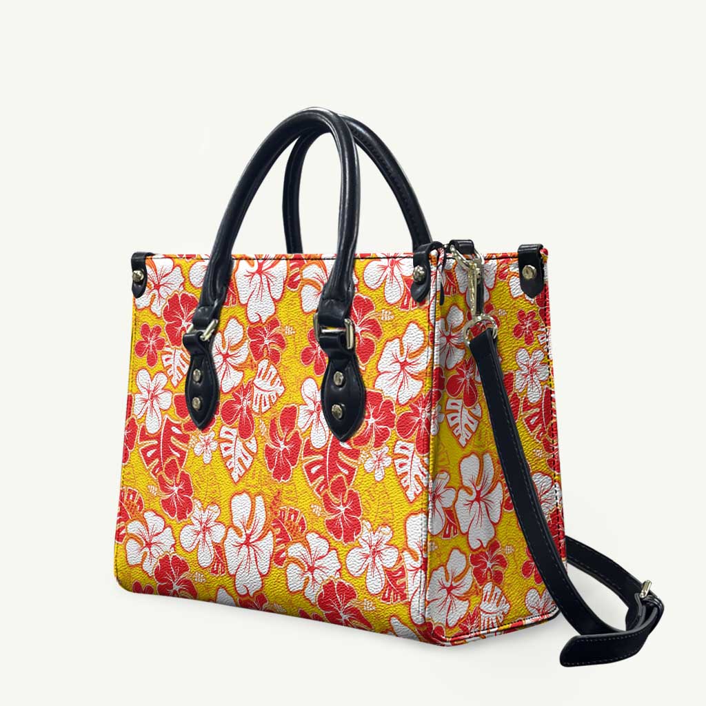 Yellow Hawaii Hibiscus Leather Bag Tropical Flowers Seamless Pattern LT14 Yellow - Polynesian Pride