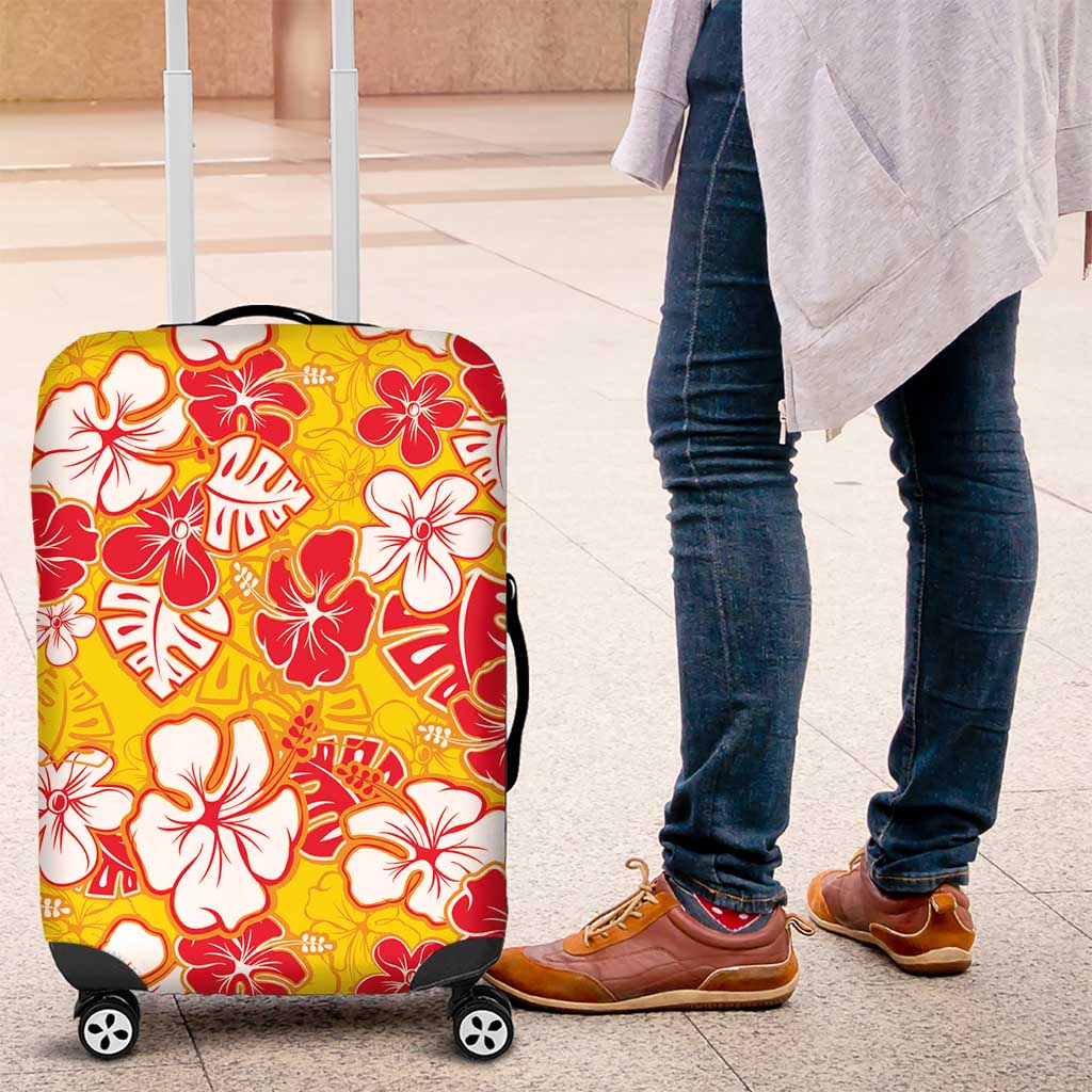 Yellow Hawaii Hibiscus Luggage Cover Tropical Flowers Seamless Pattern LT14 Yellow - Polynesian Pride
