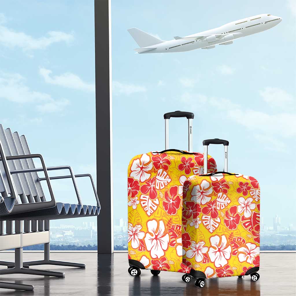 Yellow Hawaii Hibiscus Luggage Cover Tropical Flowers Seamless Pattern LT14 - Polynesian Pride