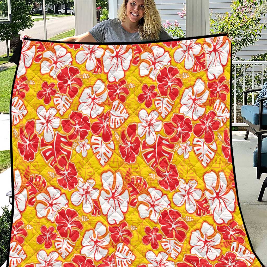 Yellow Hawaii Hibiscus Quilt Tropical Flowers Seamless Pattern LT14 Yellow - Polynesian Pride