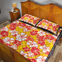 Yellow Hawaii Hibiscus Quilt Bed Set Tropical Flowers Seamless Pattern LT14 - Polynesian Pride