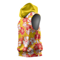 Yellow Hawaii Hibiscus Sleeveless Hoodie Tropical Flowers Seamless Pattern LT14 - Polynesian Pride