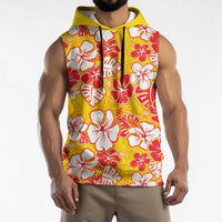 Yellow Hawaii Hibiscus Sleeveless Hoodie Tropical Flowers Seamless Pattern LT14 - Polynesian Pride