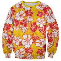 Yellow Hawaii Hibiscus Sweatshirt Tropical Flowers Seamless Pattern LT14 Unisex Yellow - Polynesian Pride