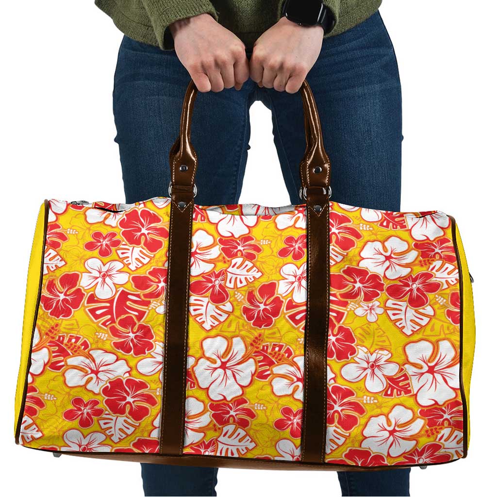 Yellow Hawaii Hibiscus Travel Bag Tropical Flowers Seamless Pattern LT14 Yellow - Polynesian Pride