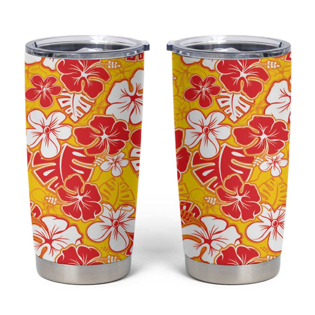 Yellow Hawaii Hibiscus Tumbler Cup Tropical Flowers Seamless Pattern LT14 Yellow - Polynesian Pride