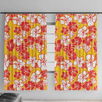 Yellow Hawaii Hibiscus Window Curtain Tropical Flowers Seamless Pattern LT14 With Hooks Yellow - Polynesian Pride
