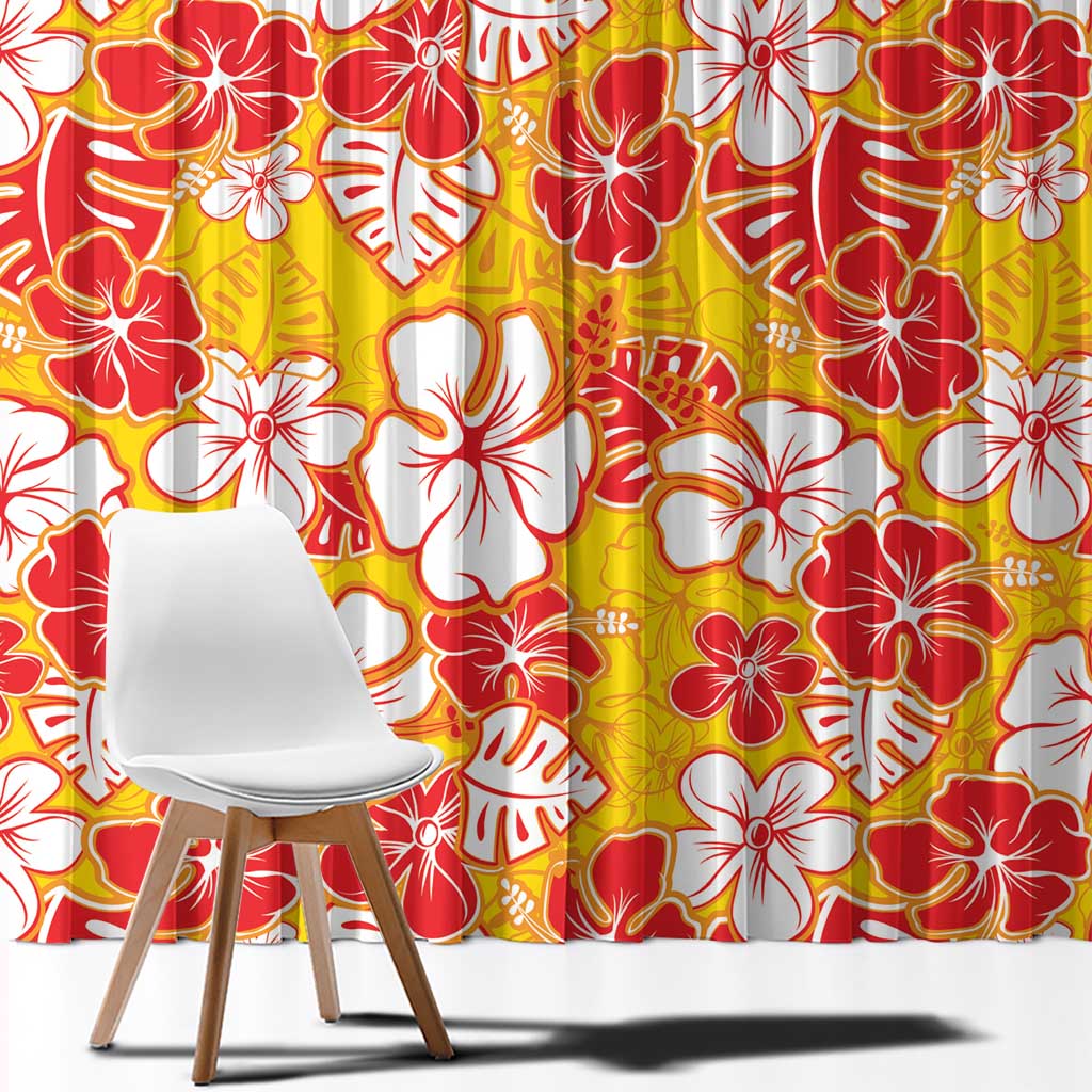 Yellow Hawaii Hibiscus Window Curtain Tropical Flowers Seamless Pattern LT14 - Polynesian Pride