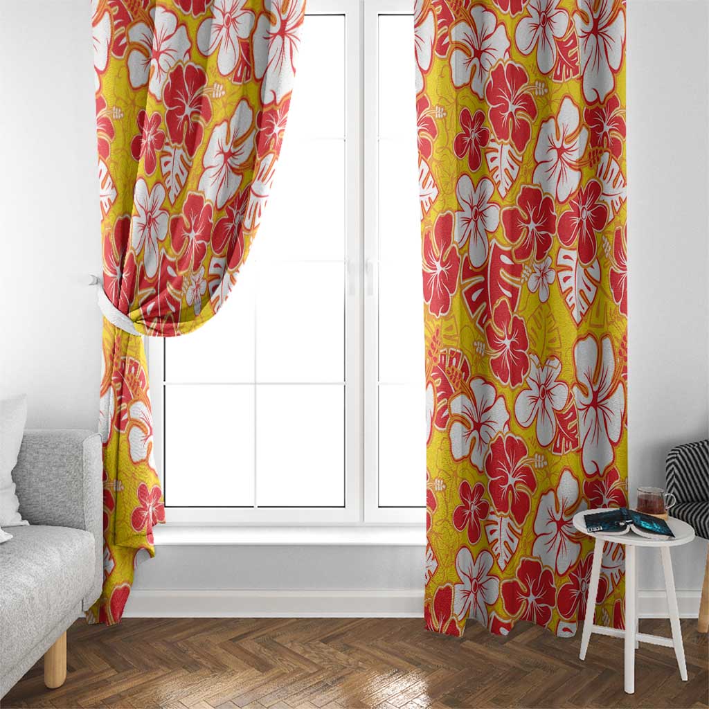 Yellow Hawaii Hibiscus Window Curtain Tropical Flowers Seamless Pattern LT14 - Polynesian Pride