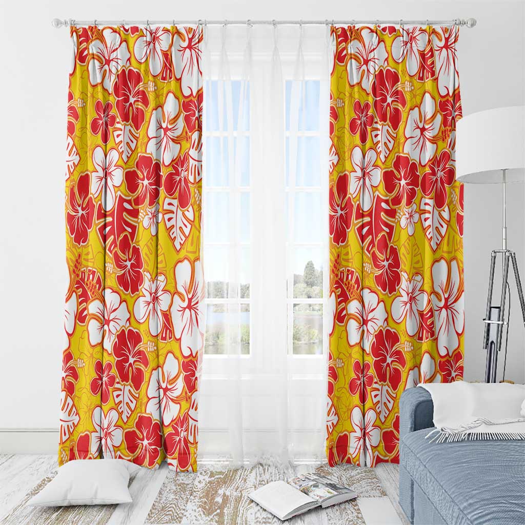 Yellow Hawaii Hibiscus Window Curtain Tropical Flowers Seamless Pattern LT14 - Polynesian Pride