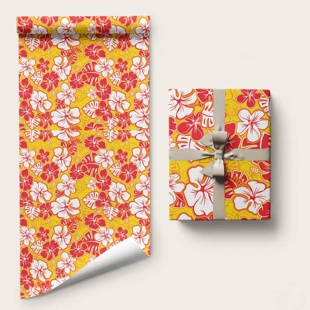 Yellow Hawaii Hibiscus Wrapping Paper Tropical Flowers Seamless Pattern LT14 58" × 23" Yellow - Polynesian Pride