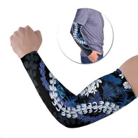 Polu Aloha Hawaii Lei Arm Sleeves Tropical Flowers Elegant Vibe LT14 Set of 2 Blue - Polynesian Pride