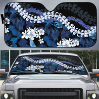 Polu Aloha Hawaii Lei Auto Sun Shade Tropical Flowers Elegant Vibe LT14 Blue - Polynesian Pride