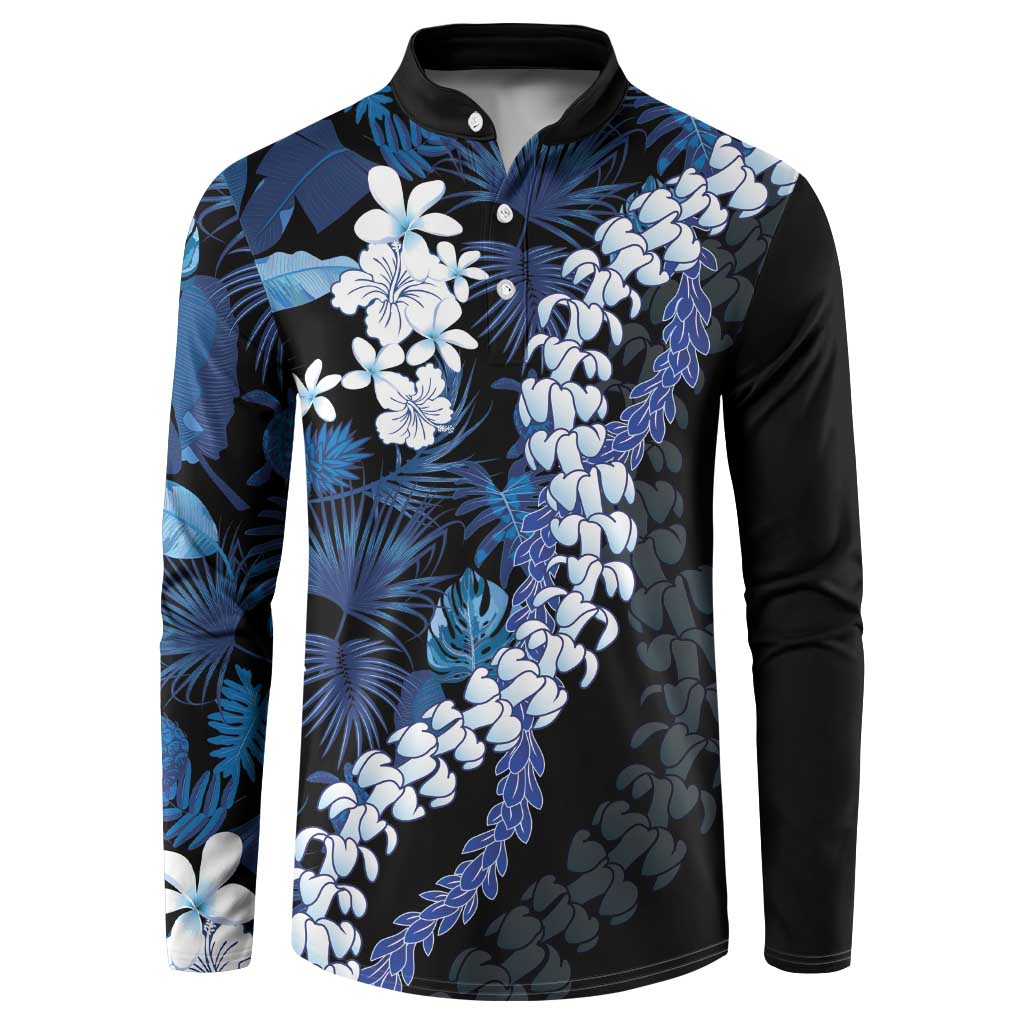 Polu Aloha Hawaii Lei Button Sweatshirt Tropical Flowers Elegant Vibe LT14 Blue - Polynesian Pride