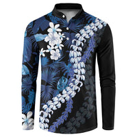 Polu Aloha Hawaii Lei Button Sweatshirt Tropical Flowers Elegant Vibe LT14 Blue - Polynesian Pride