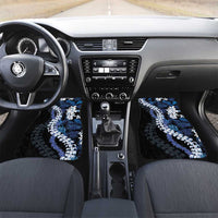 Polu Aloha Hawaii Lei Car Mats Tropical Flowers Elegant Vibe LT14 Set 2pcs - Front Blue - Polynesian Pride