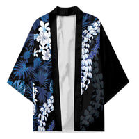 Polu Aloha Hawaii Lei Kimono Tropical Flowers Elegant Vibe LT14 Unisex Blue - Polynesian Pride