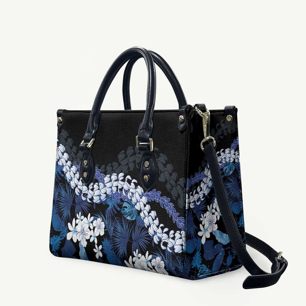 Polu Aloha Hawaii Lei Leather Bag Tropical Flowers Elegant Vibe LT14 Blue - Polynesian Pride