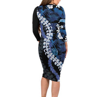 Polu Aloha Hawaii Lei Long Sleeve Bodycon Dress Tropical Flowers Elegant Vibe LT14 - Polynesian Pride