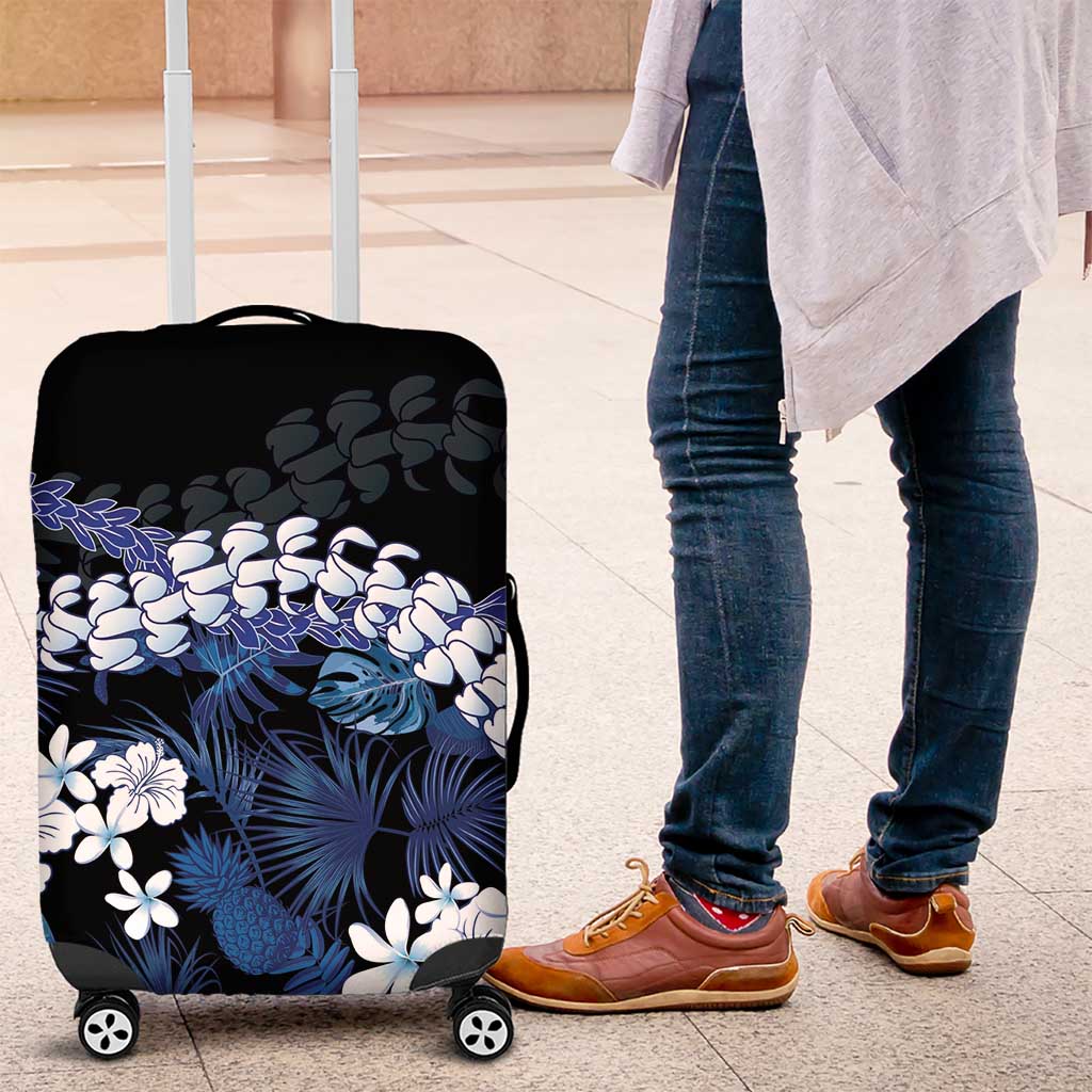 Polu Aloha Hawaii Lei Luggage Cover Tropical Flowers Elegant Vibe LT14 Blue - Polynesian Pride