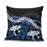 Polu Aloha Hawaii Lei Pillow Cover Tropical Flowers Elegant Vibe LT14 Blue - Polynesian Pride