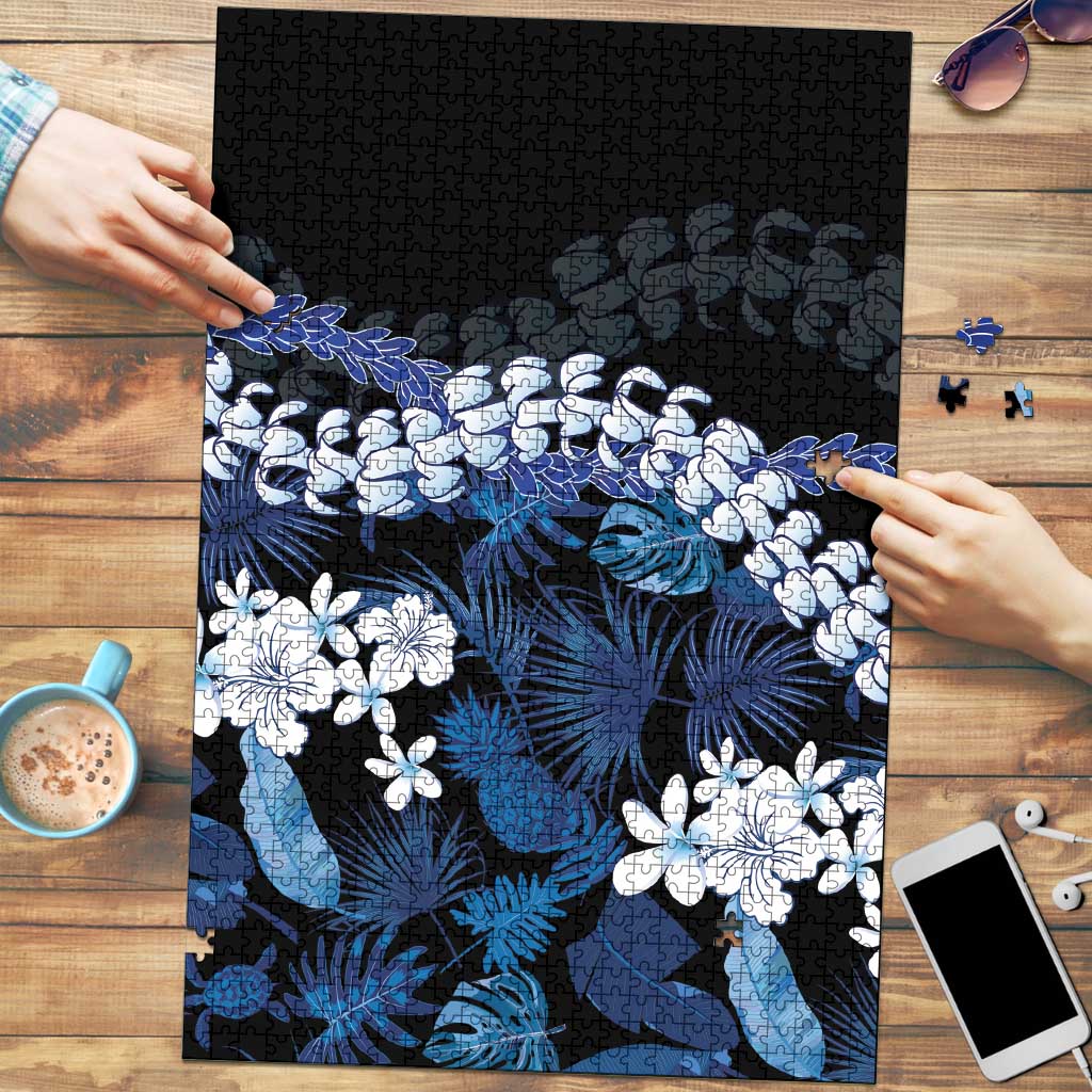 Polu Aloha Hawaii Lei Puzzle Tropical Flowers Elegant Vibe LT14 Blue - Polynesian Pride