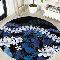 Polu Aloha Hawaii Lei Round Carpet Tropical Flowers Elegant Vibe LT14 Blue - Polynesian Pride