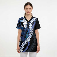 Polu Aloha Hawaii Lei Scrub Top Tropical Flowers Elegant Vibe LT14 - Polynesian Pride