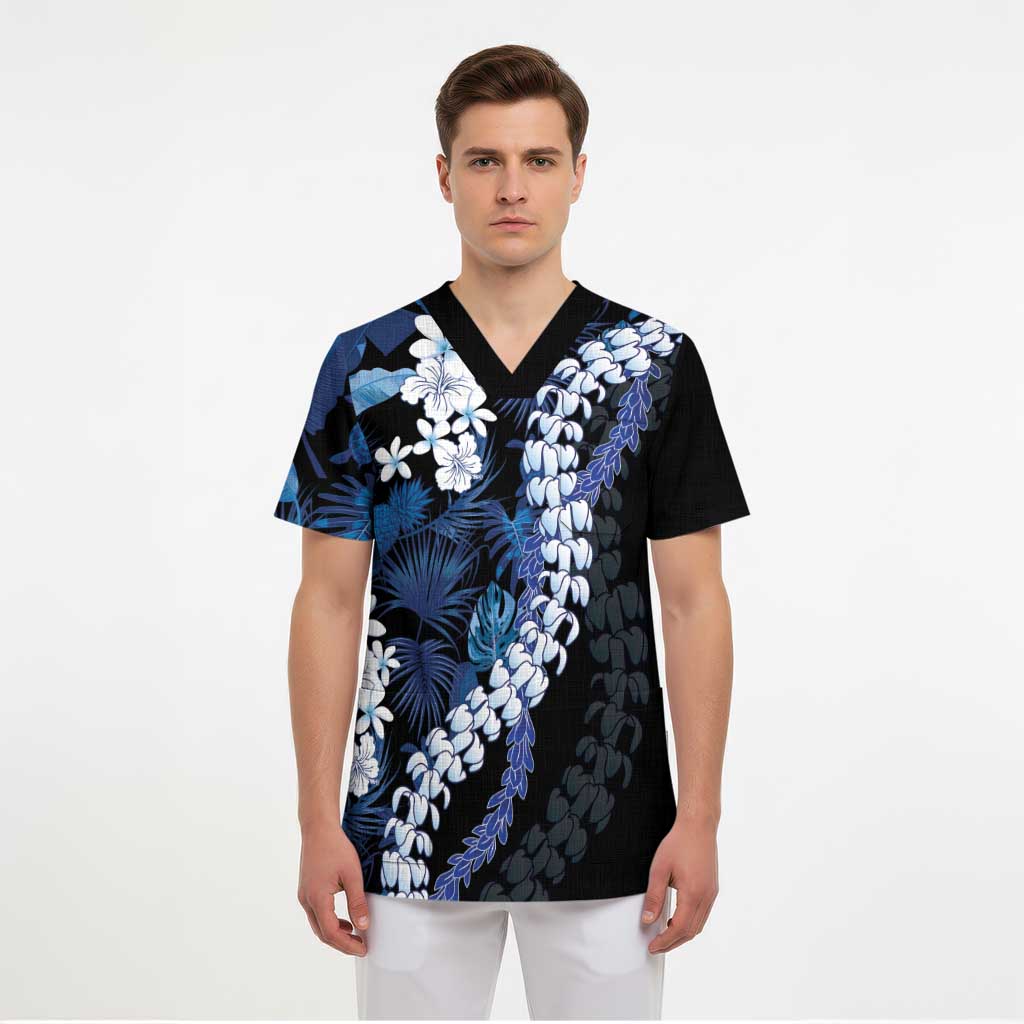 Polu Aloha Hawaii Lei Scrub Top Tropical Flowers Elegant Vibe LT14 - Polynesian Pride