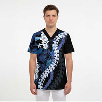 Polu Aloha Hawaii Lei Scrub Top Tropical Flowers Elegant Vibe LT14 - Polynesian Pride