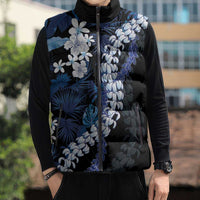 Polu Aloha Hawaii Lei Sleeveless Puffer Jacket Tropical Flowers Elegant Vibe LT14 - Polynesian Pride