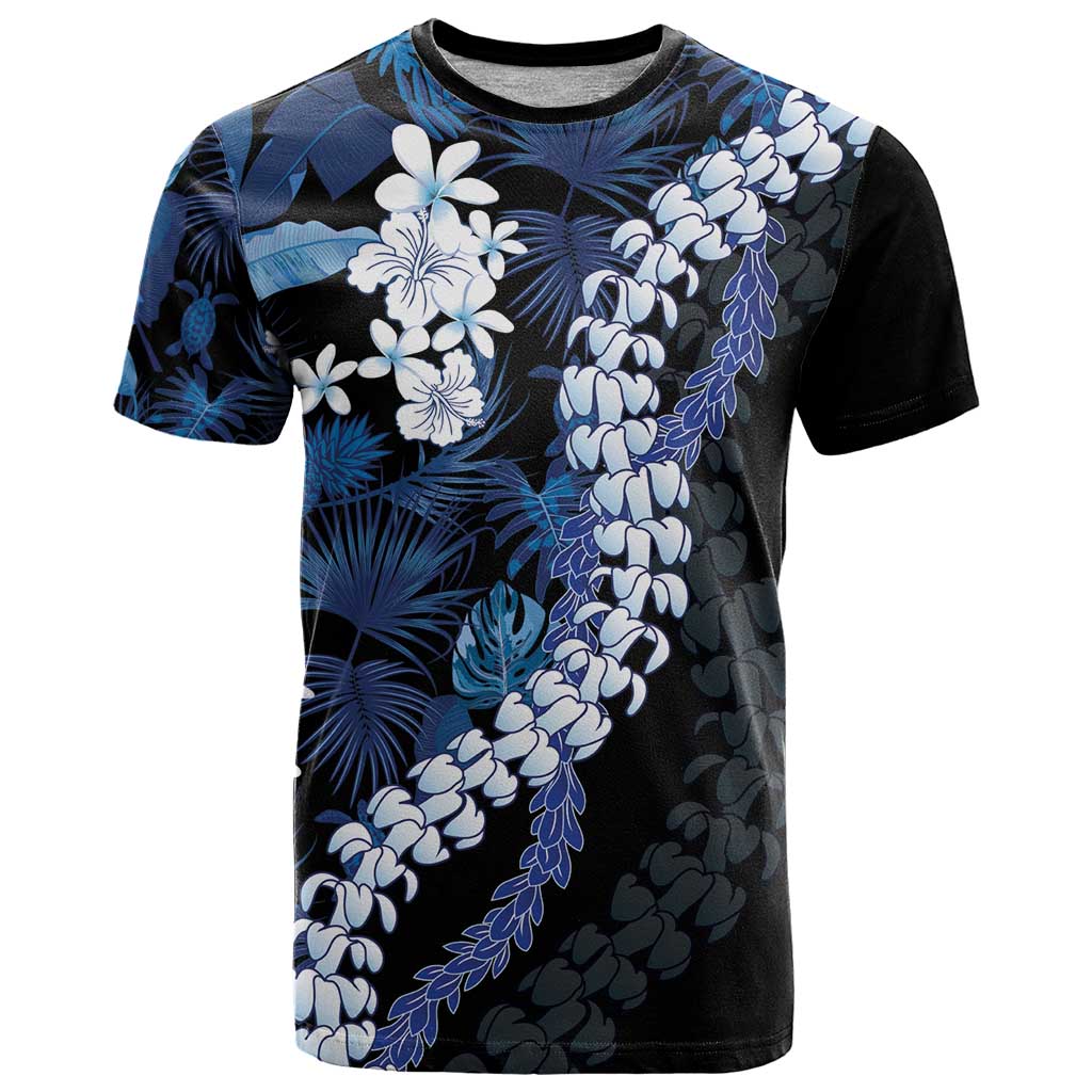 Polu Aloha Hawaii Lei T Shirt Tropical Flowers Elegant Vibe LT14 Blue - Polynesian Pride