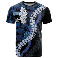 Polu Aloha Hawaii Lei T Shirt Tropical Flowers Elegant Vibe LT14 Blue - Polynesian Pride