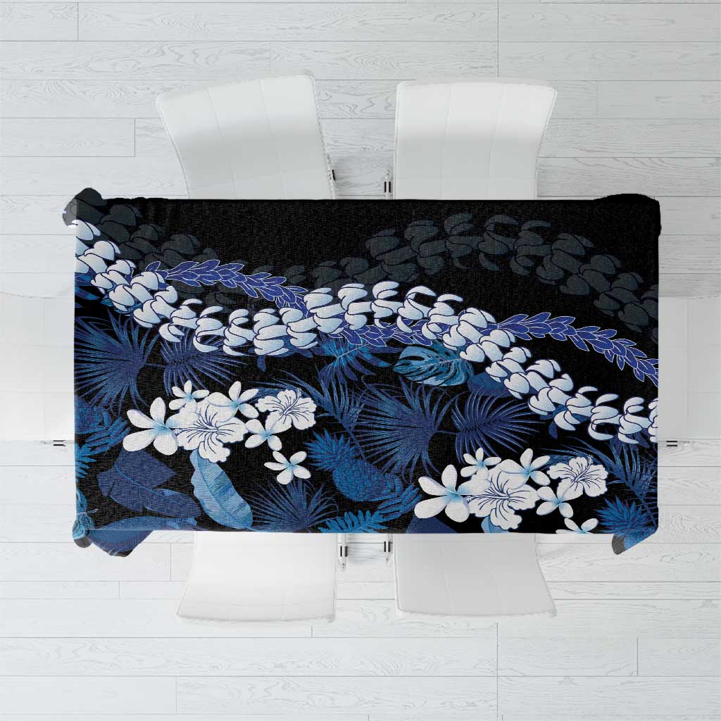 Polu Aloha Hawaii Lei Tablecloth Tropical Flowers Elegant Vibe LT14 Blue - Polynesian Pride