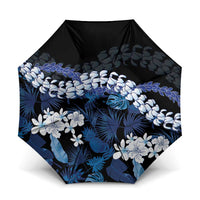 Polu Aloha Hawaii Lei Umbrella Tropical Flowers Elegant Vibe LT14 One Size Folded 11.42 inch Opened Diameter 37.4 inch Blue - Polynesian Pride