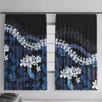 Polu Aloha Hawaii Lei Window Curtain Tropical Flowers Elegant Vibe LT14 With Hooks Blue - Polynesian Pride