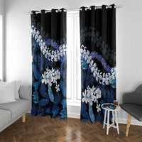 Polu Aloha Hawaii Lei Window Curtain Tropical Flowers Elegant Vibe LT14 With Grommets Blue - Polynesian Pride