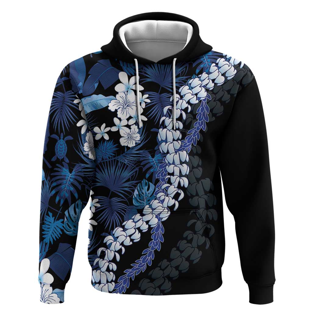 Polu Aloha Hawaii Lei Zip Hoodie Tropical Flowers Elegant Vibe LT14 Pullover Hoodie Blue - Polynesian Pride