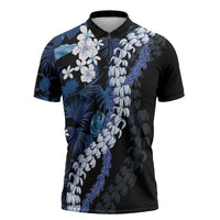 Polu Aloha Hawaii Lei Zipper Polo Shirt Tropical Flowers Elegant Vibe LT14 Blue - Polynesian Pride