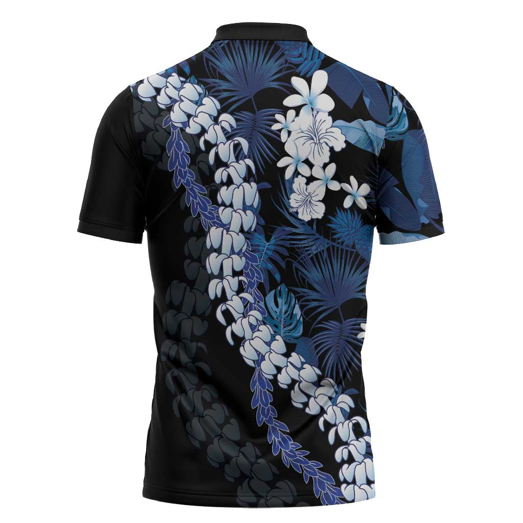 Polu Aloha Hawaii Lei Zipper Polo Shirt Tropical Flowers Elegant Vibe LT14 - Polynesian Pride
