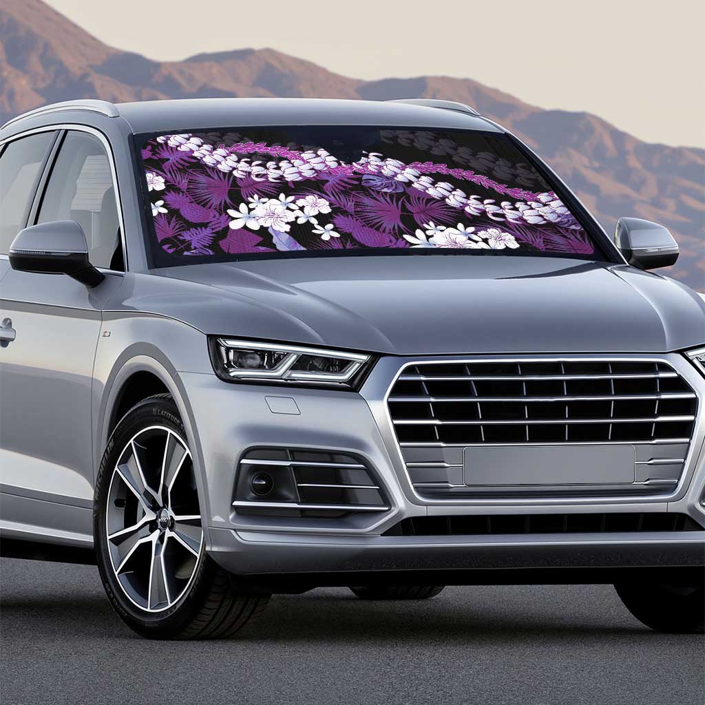 Poni Aloha Hawaii Lei Auto Sun Shade Tropical Flowers Elegant Vibe LT14 - Polynesian Pride