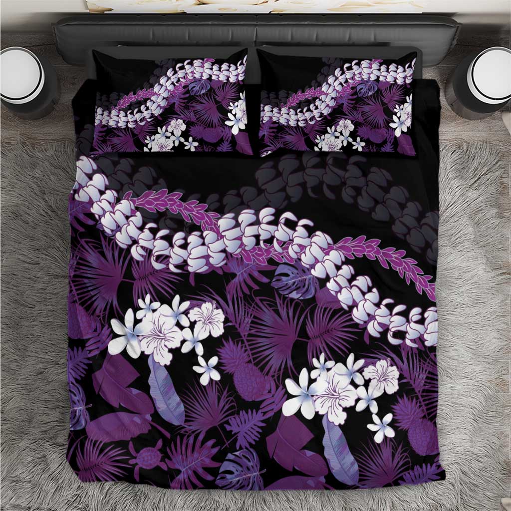Poni Aloha Hawaii Lei Bedding Set Tropical Flowers Elegant Vibe LT14 Purple - Polynesian Pride