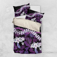Poni Aloha Hawaii Lei Bedding Set Tropical Flowers Elegant Vibe LT14 US Twin 172cm x 218cm Purple - Polynesian Pride